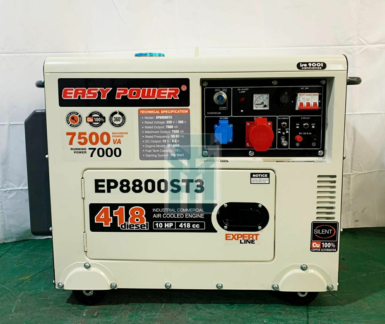 Key Start 418cc 10HP 7500W Silent Diesel Generator